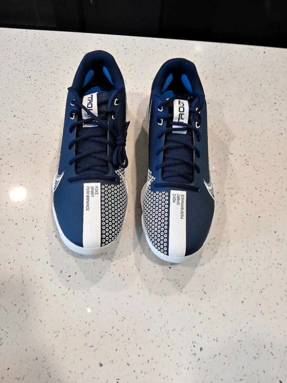 Nike Air Zoom Rival Track Spikes Blue & White US 14 Like New